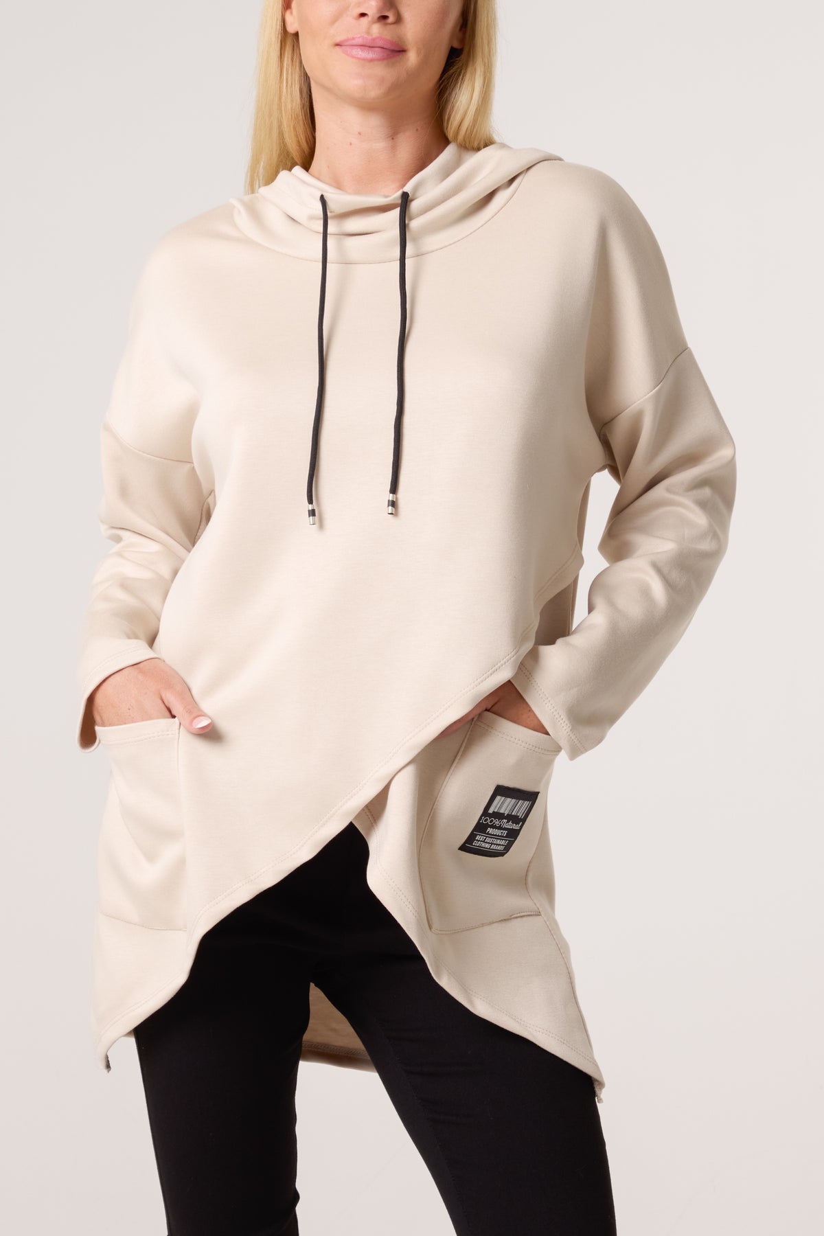 Hooded Soft Touch Asymmetric Sweatshirt
