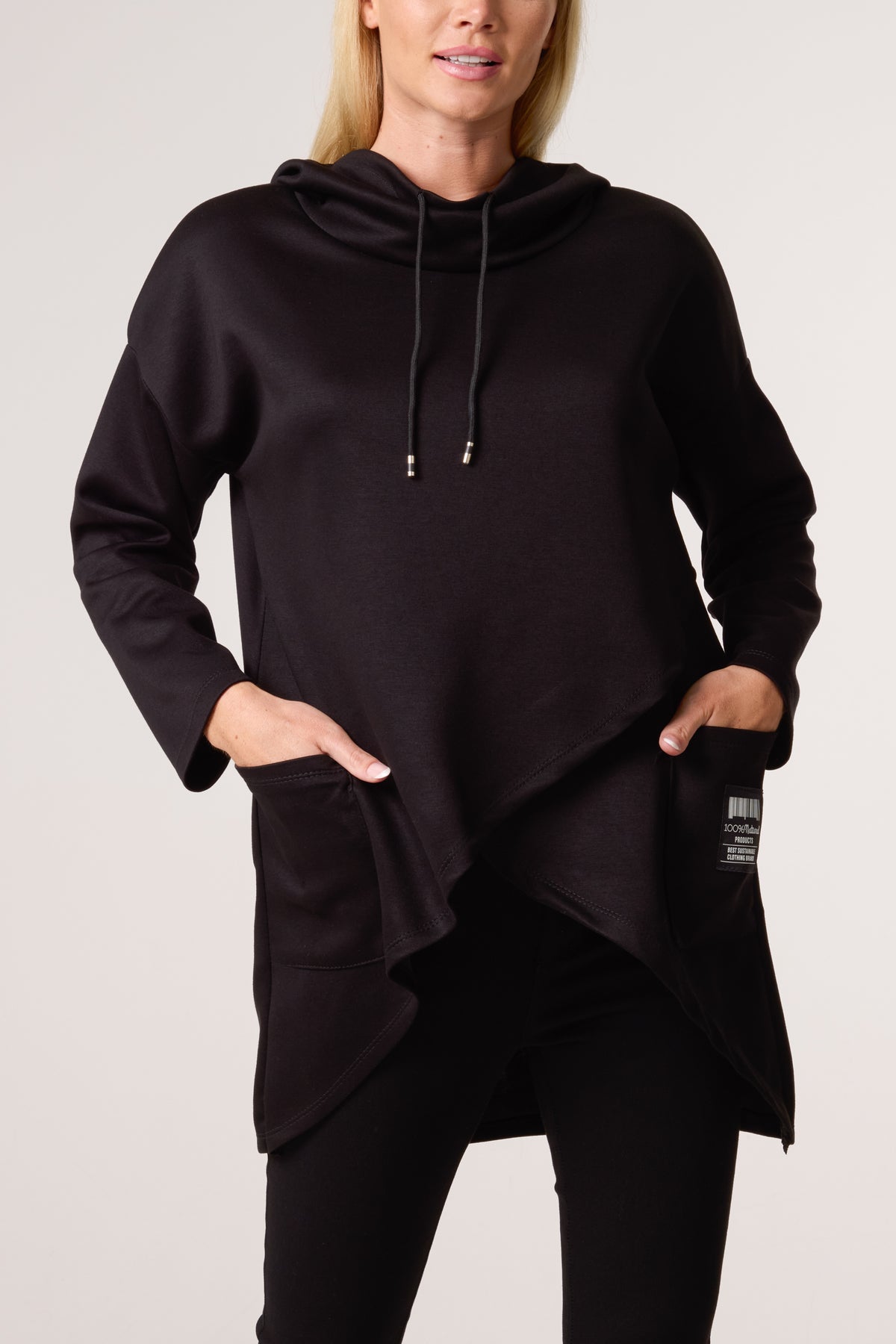 Hooded Soft Touch Asymmetric Sweatshirt
