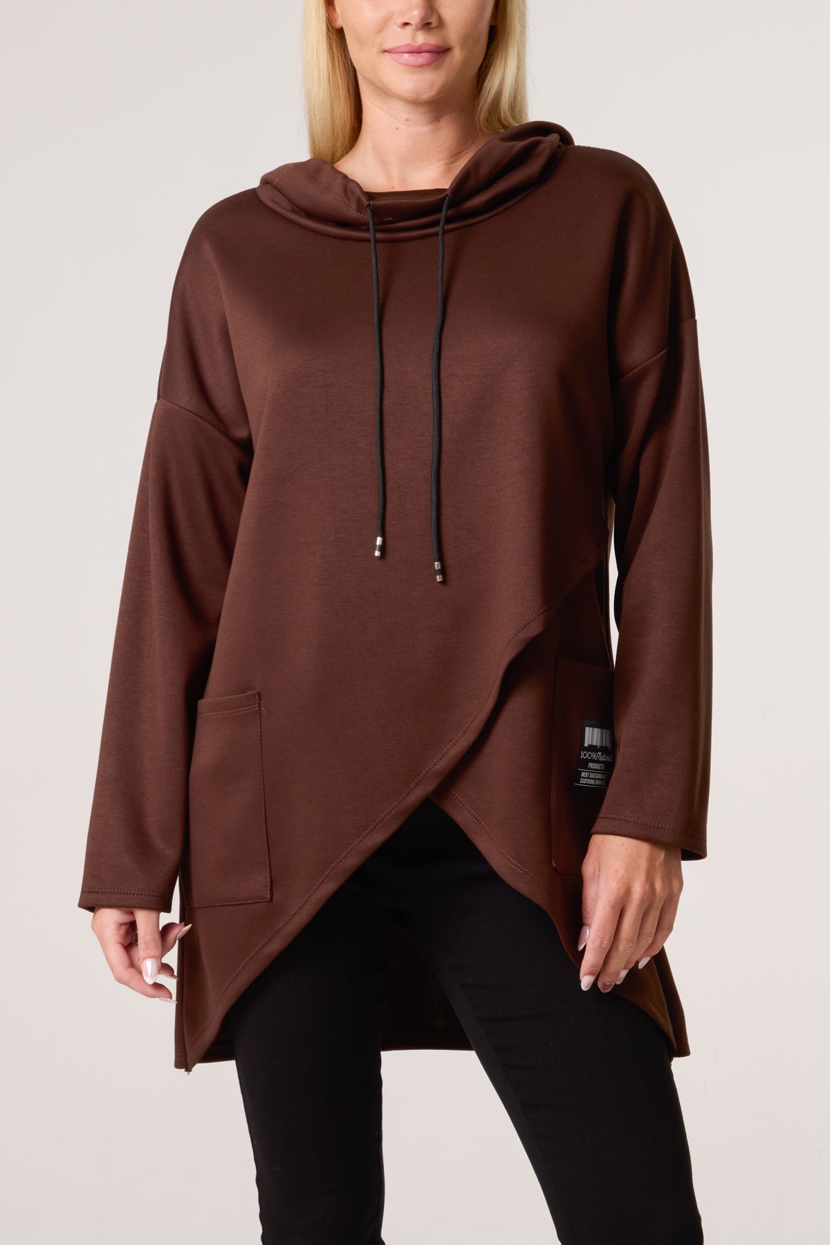 Hooded Soft Touch Asymmetric Sweatshirt