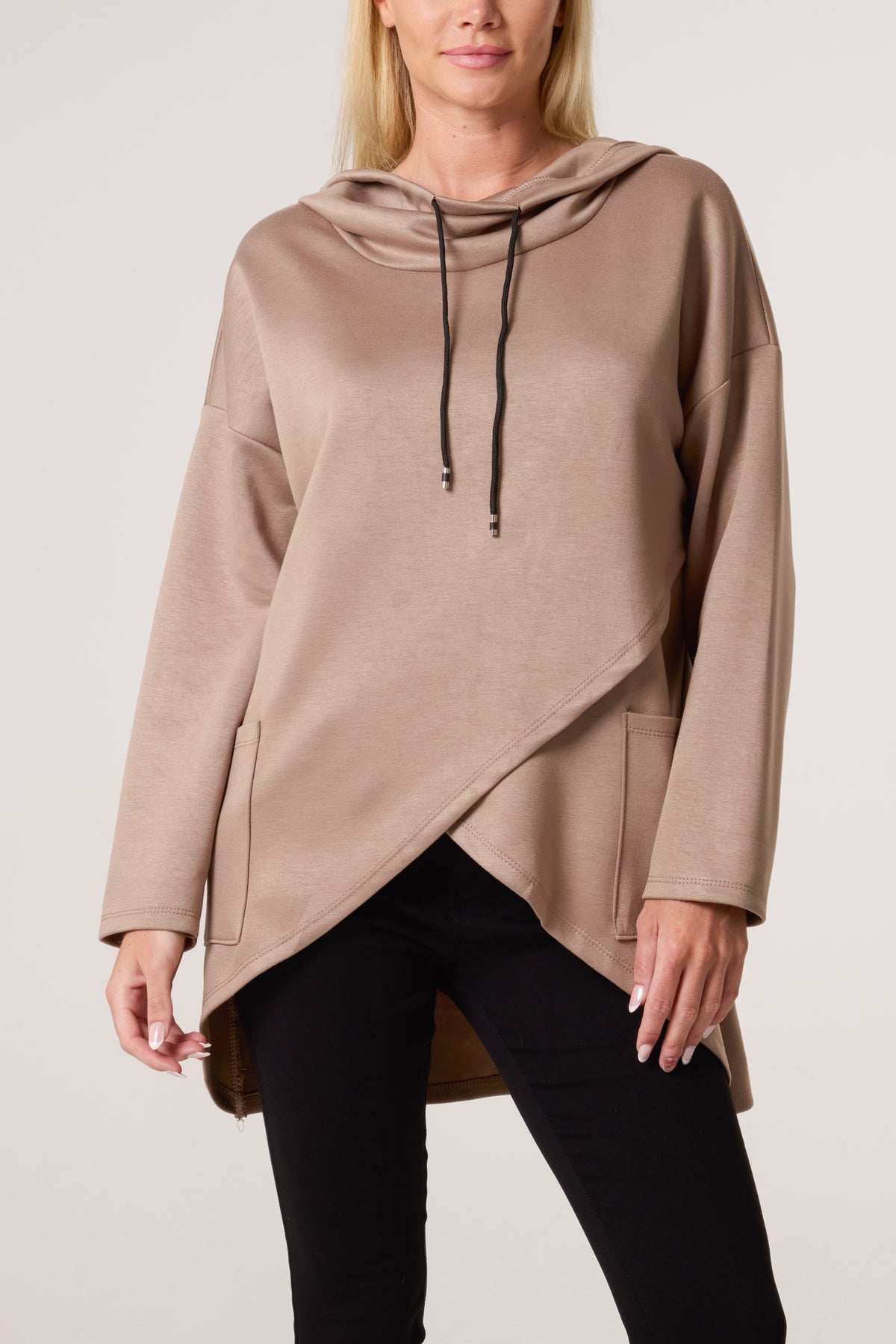 Hooded Soft Touch Asymmetric Sweatshirt