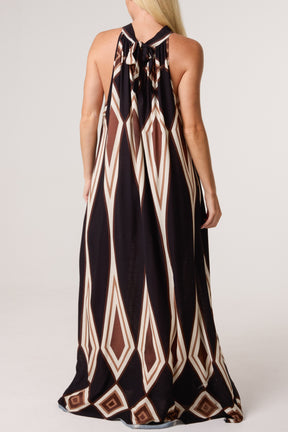 Halterneck Diamond Print Maxi Dress