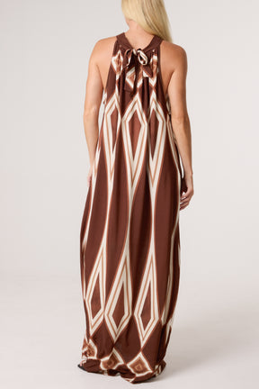 Halterneck Diamond Print Maxi Dress