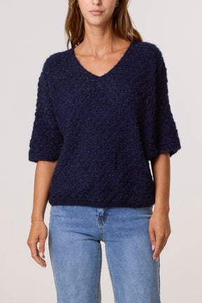 Pointelle Knit 3/4 Sleeve Jumper