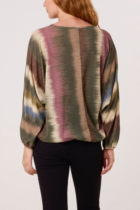 Blurred Bubble Hem Batwing Top