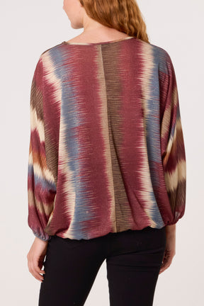 Blurred Bubble Hem Batwing Top