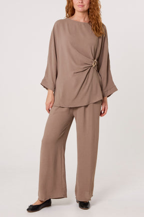 Buckle Detail Top & Trousers Set