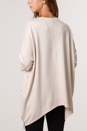 Soft Touch Side Zip Pockets Sweatshirt
