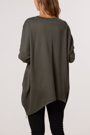 Soft Touch Side Zip Pockets Sweatshirt