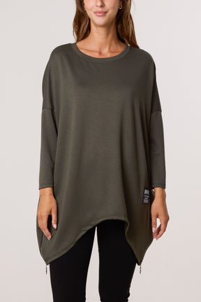 Soft Touch Side Zip Pockets Sweatshirt