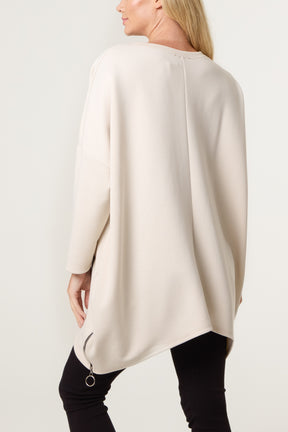 Soft Touch Side Zip Pockets Sweatshirt