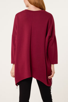 Soft Touch Side Zip Pockets Sweatshirt