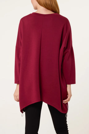 Soft Touch Side Zip Pockets Sweatshirt