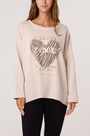 J'Adore Diamante Round Neck Sweat Top