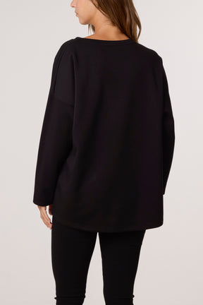 J'Adore Diamante Round Neck Sweat Top