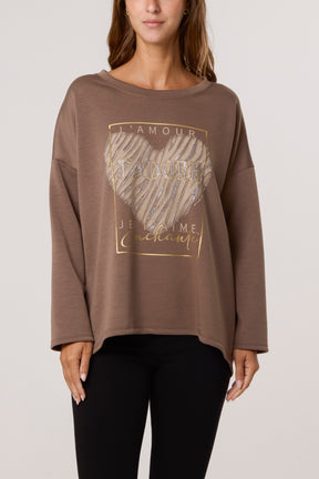 J'Adore Diamante Round Neck Sweat Top