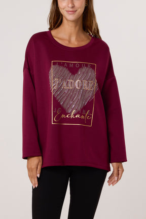 J'Adore Diamante Round Neck Sweat Top