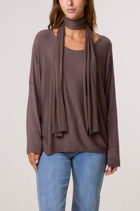 Wool Blend Crew Neck Jumper & Scarf