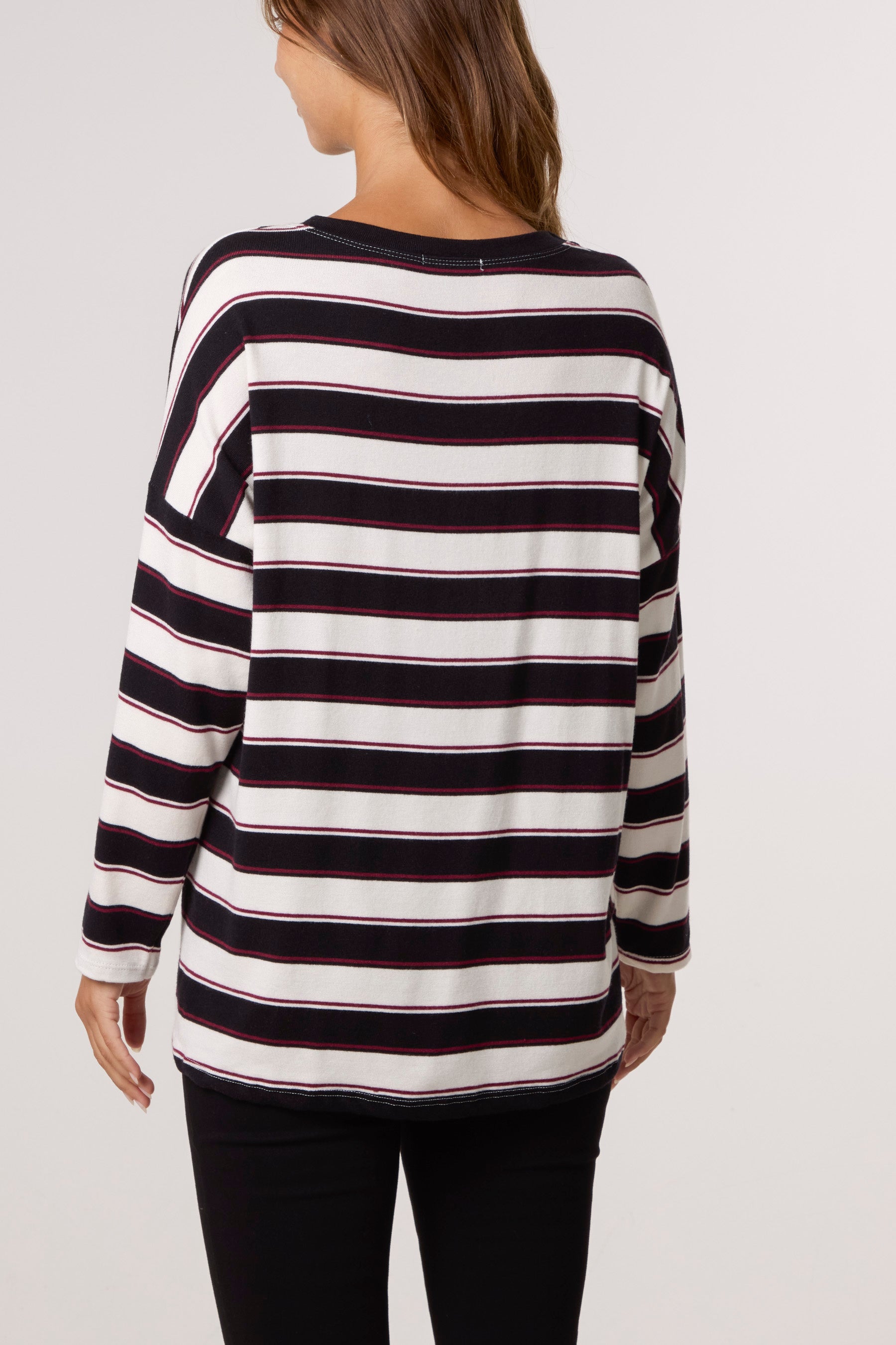V-Neck Wool Blend Striped Jumper