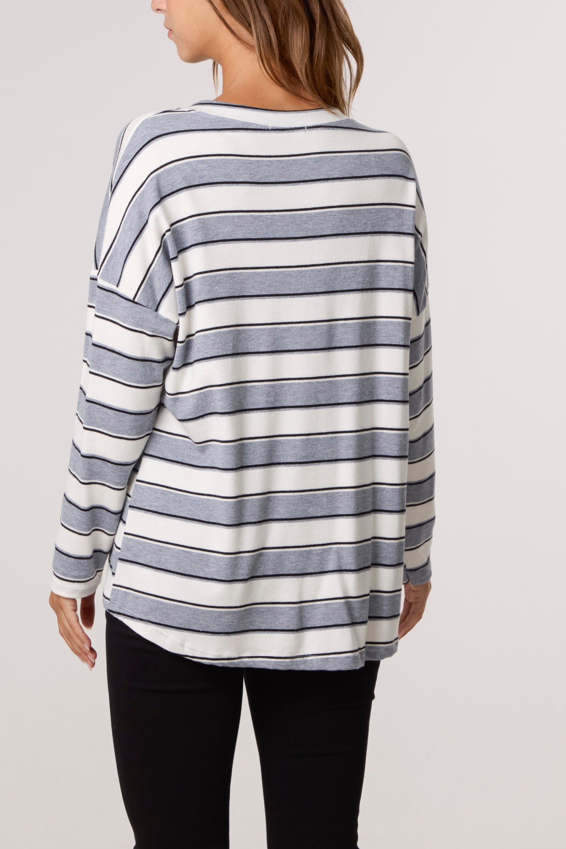 V-Neck Wool Blend Striped Jumper