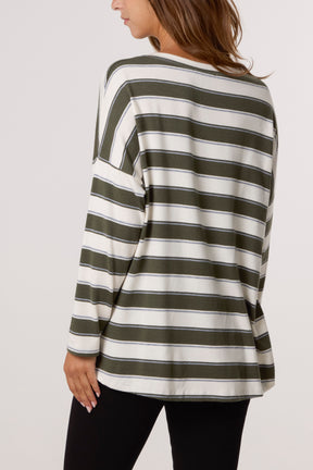 V-Neck Wool Blend Striped Jumper
