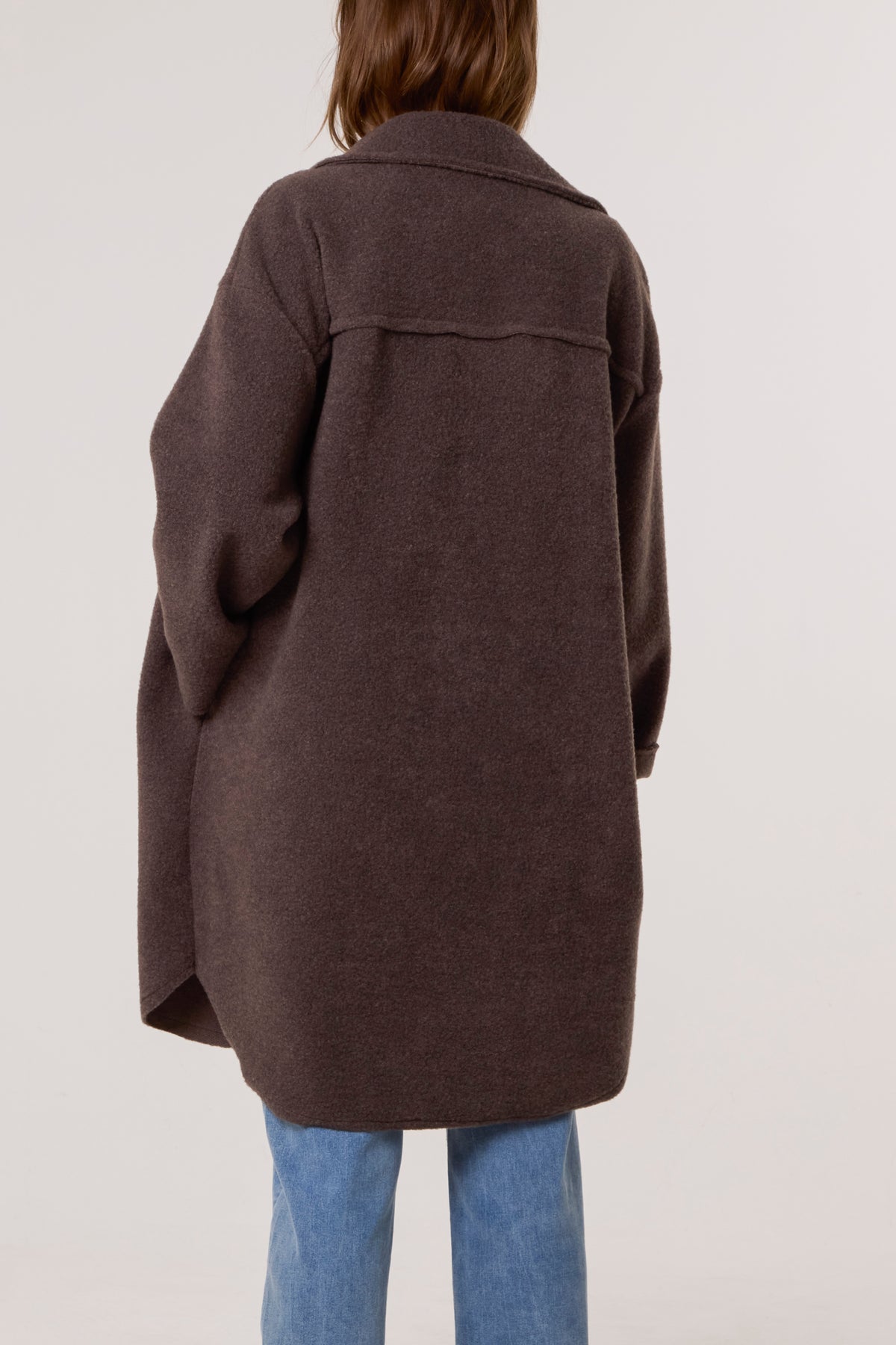 Utility Pockets Wool Like Coat