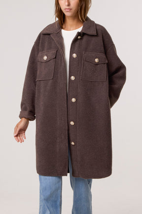 Utility Pockets Wool Like Coat