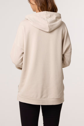 Cotton Blend Side Zip Detail Hoodie