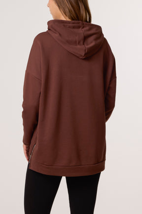 Cotton Blend Side Zip Detail Hoodie