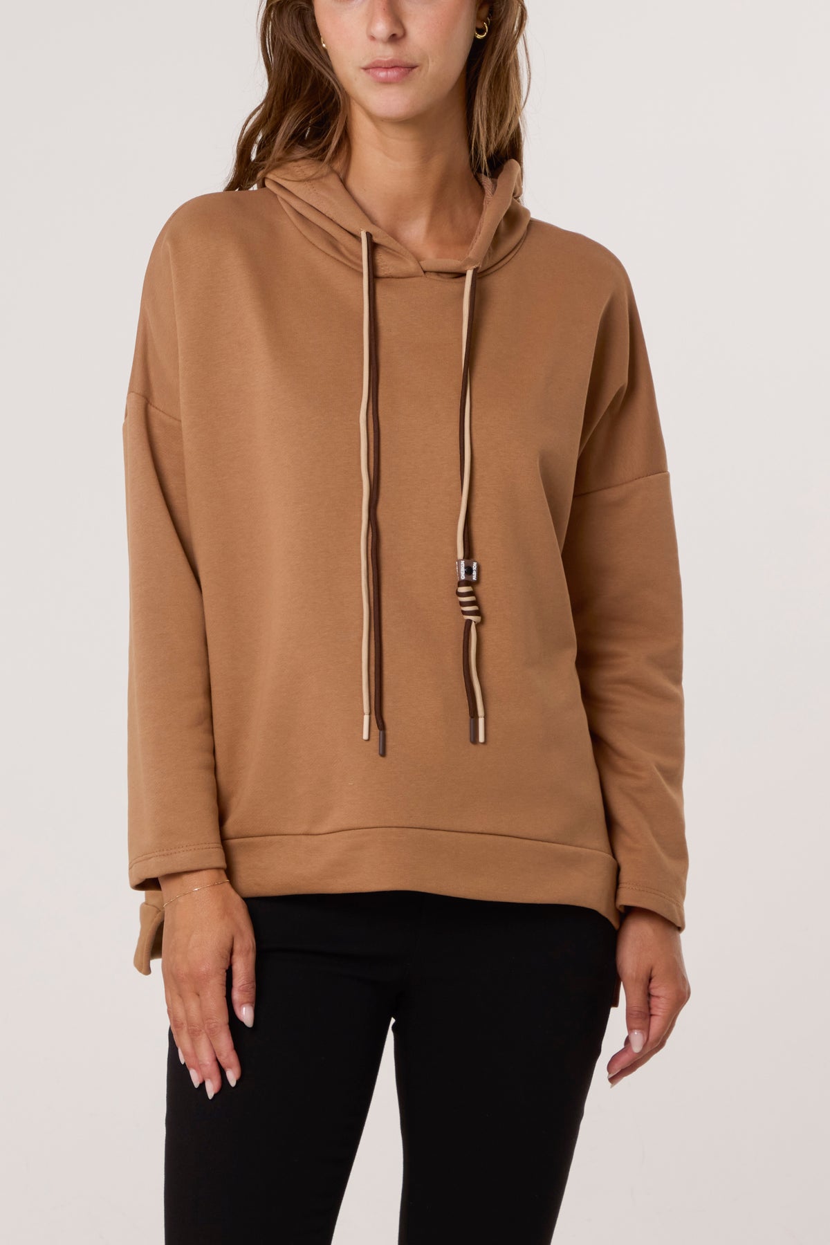 Cotton Blend Side Zip Detail Hoodie