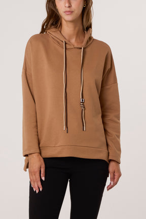 Cotton Blend Side Zip Detail Hoodie