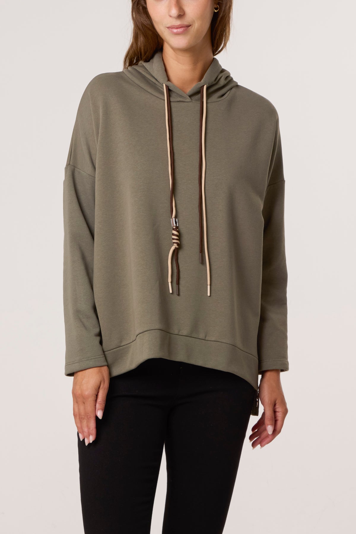 Cotton Blend Side Zip Detail Hoodie