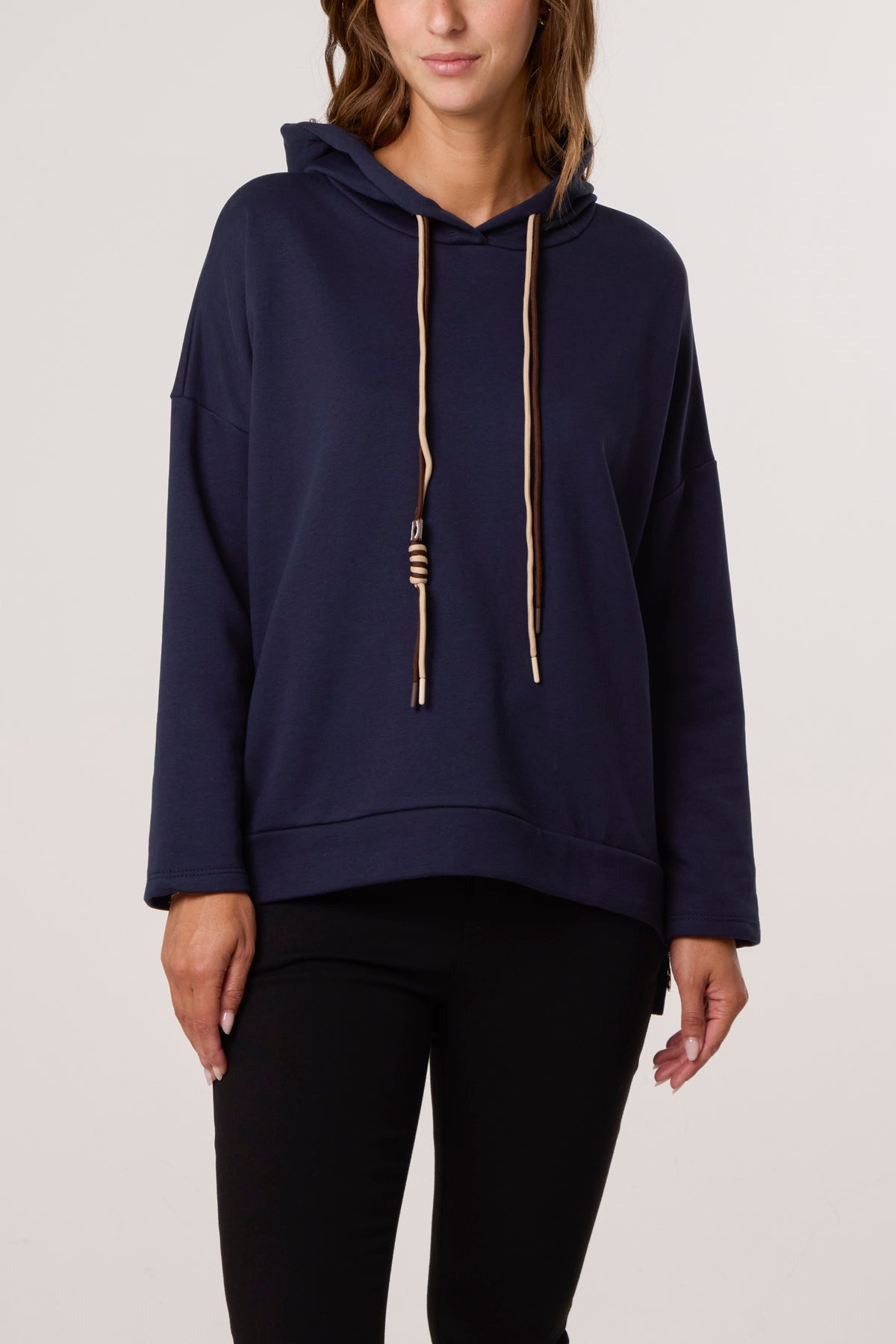 Cotton Blend Side Zip Detail Hoodie