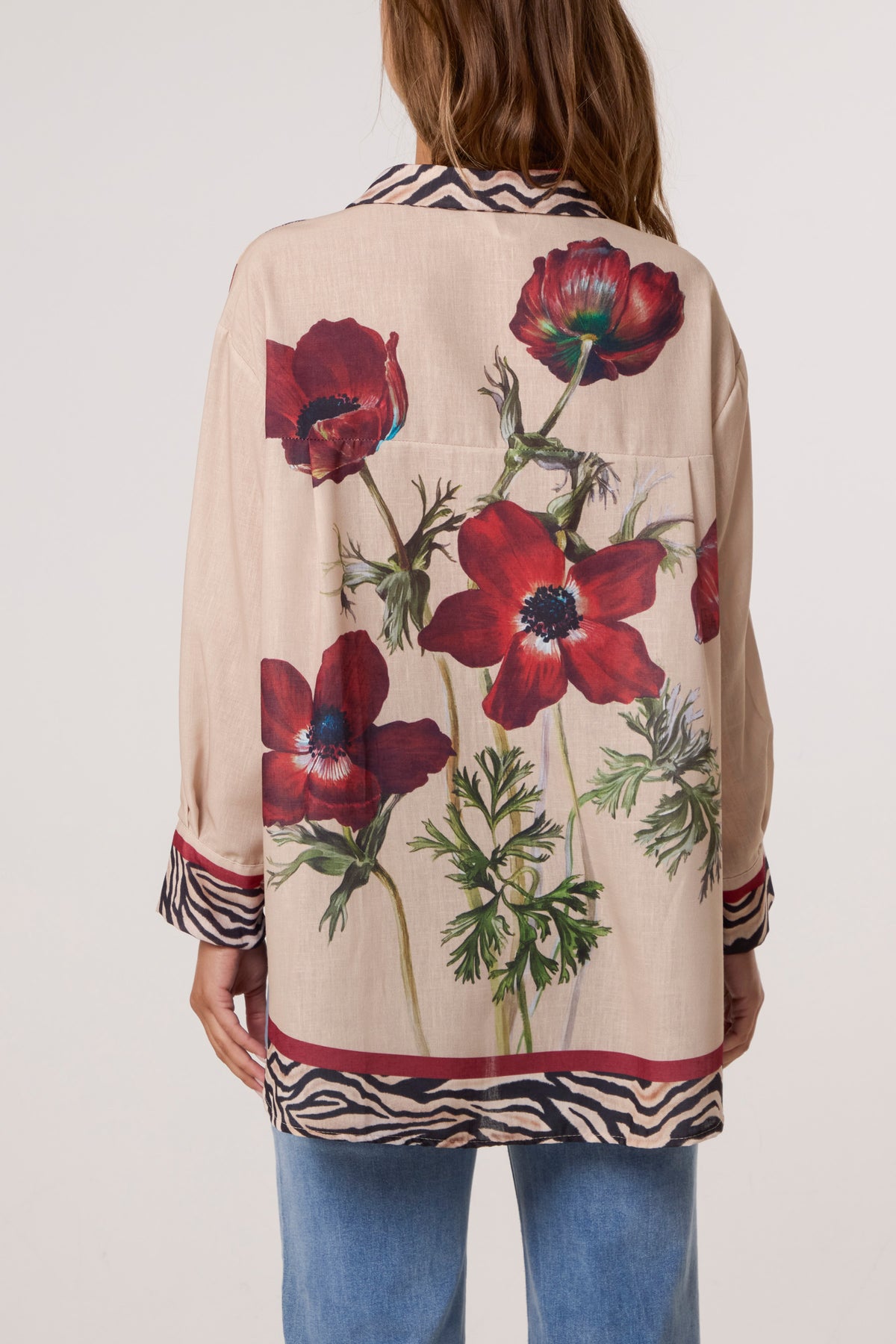 Poppy Flower Linen Blend Shirt