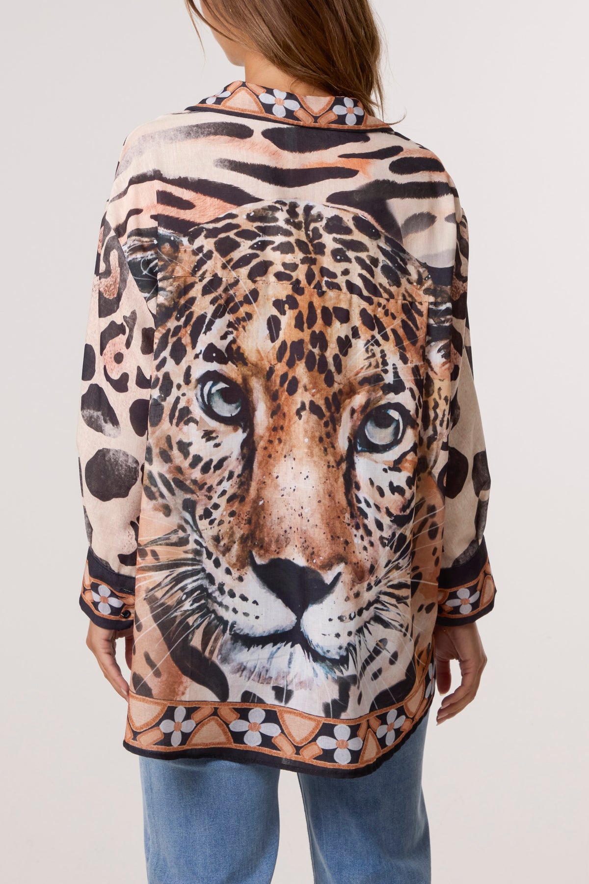 Butterfly & Cheetah Linen Blend Shirt