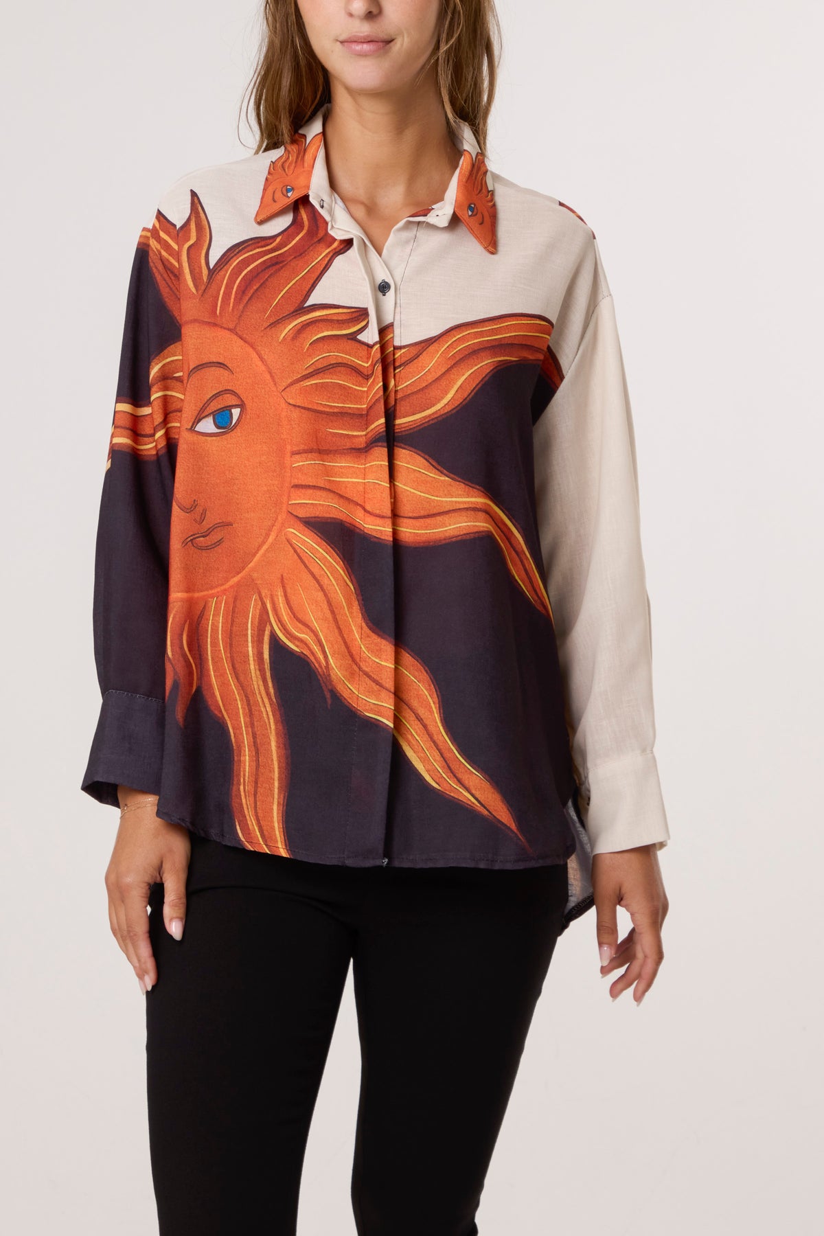 Sun Print Linen Blend Shirt
