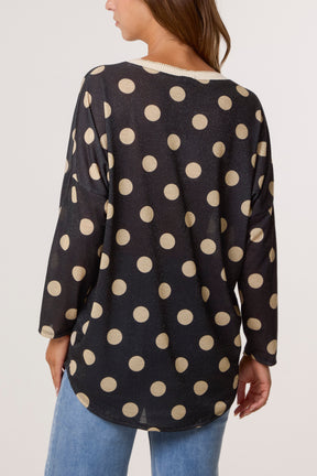 Polka Dot Lurex Fine Knit Jumper