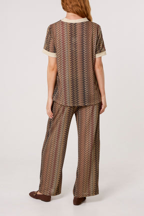 Shimmer Zig Zag Contrast Top & Trousers