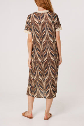 Shimmer Ikat Short Sleeve Midi Dress