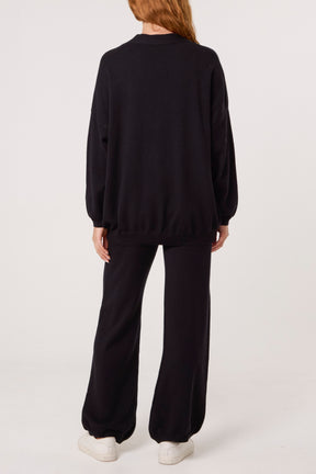 V-neck Cardigan & Trousers Set