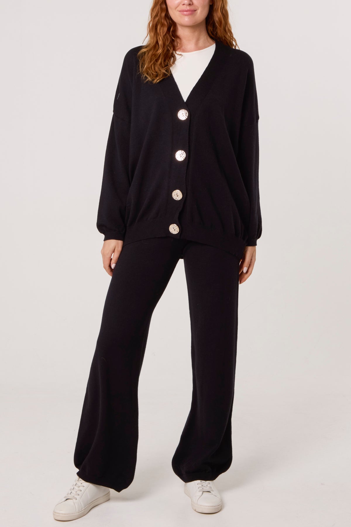 V-neck Cardigan & Trousers Set