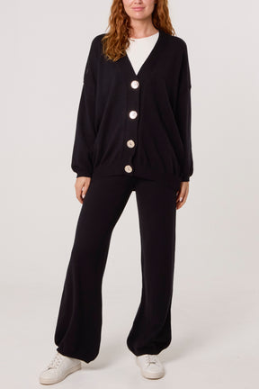 V-neck Cardigan & Trousers Set