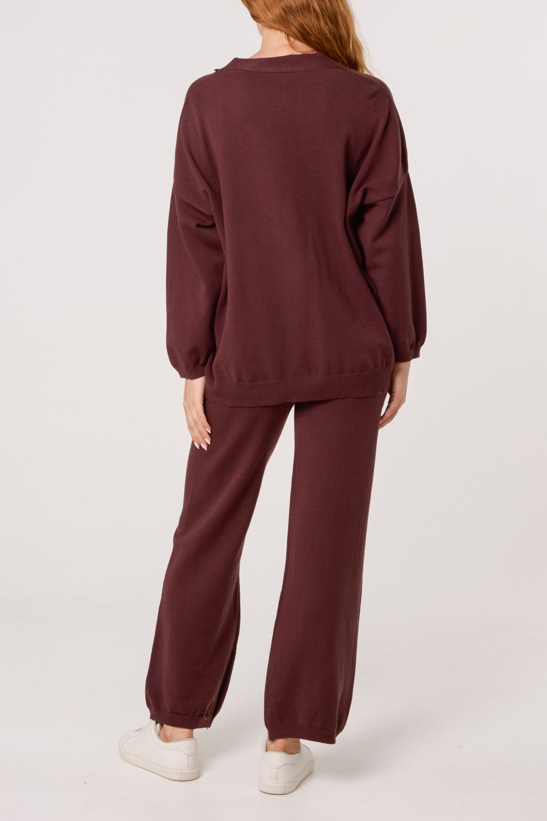 V-neck Cardigan & Trousers Set