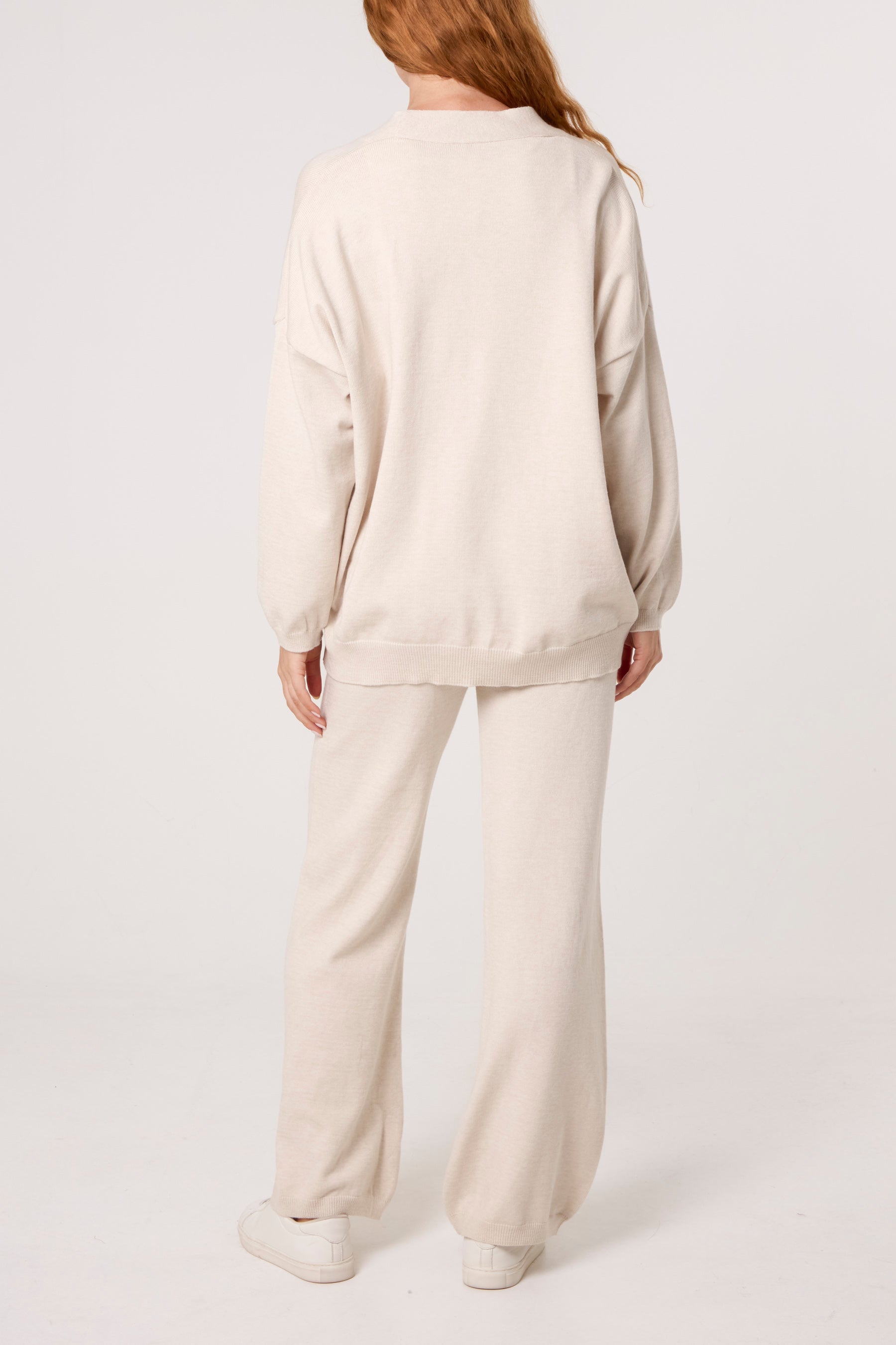 V-neck Cardigan & Trousers Set