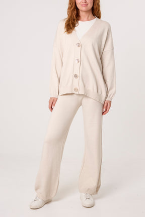 V-neck Cardigan & Trousers Set