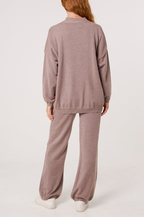 V-neck Cardigan & Trousers Set