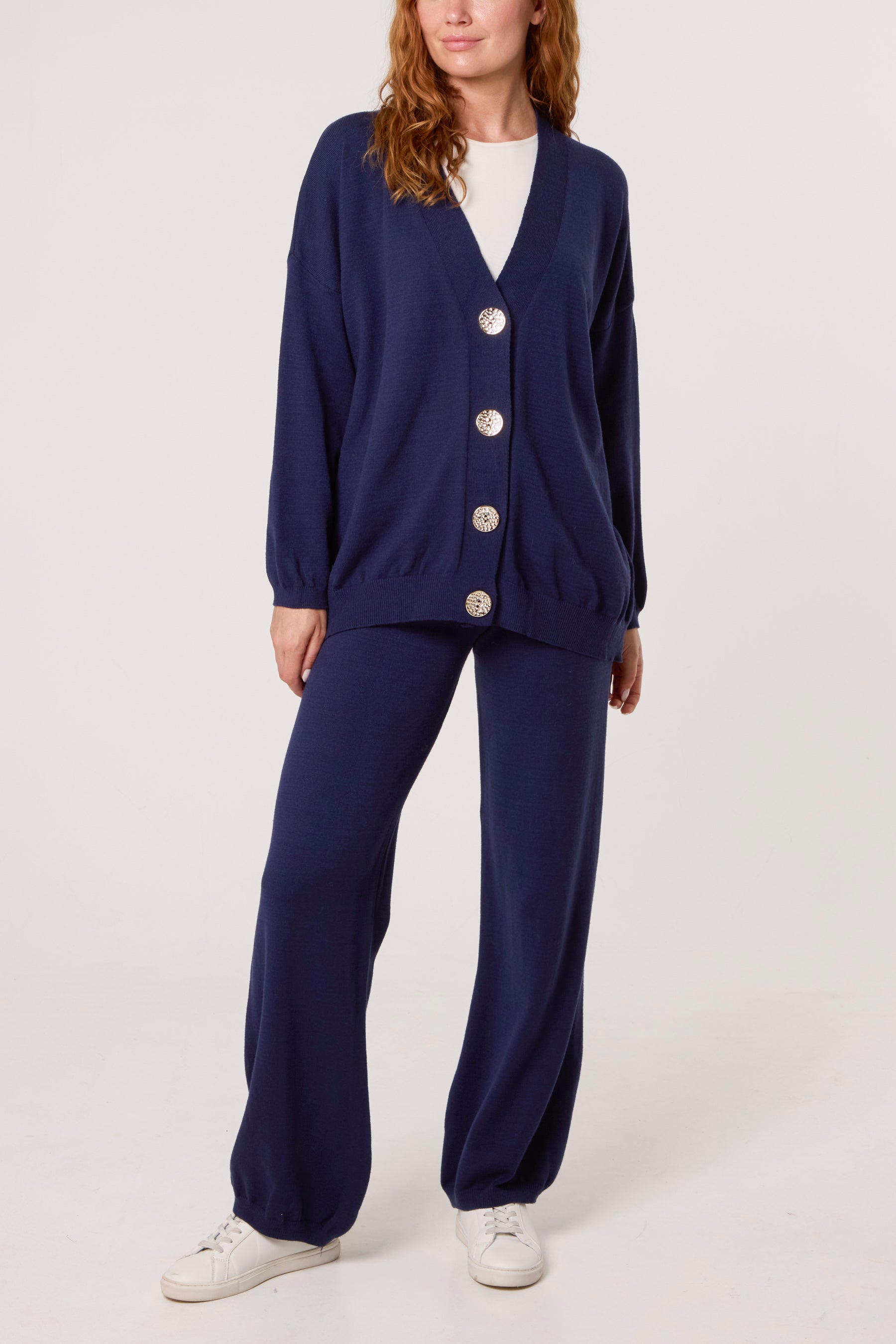 V-neck Cardigan & Trousers Set