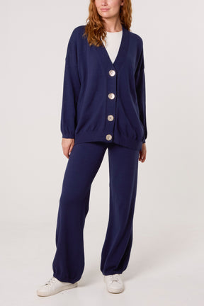 V-neck Cardigan & Trousers Set