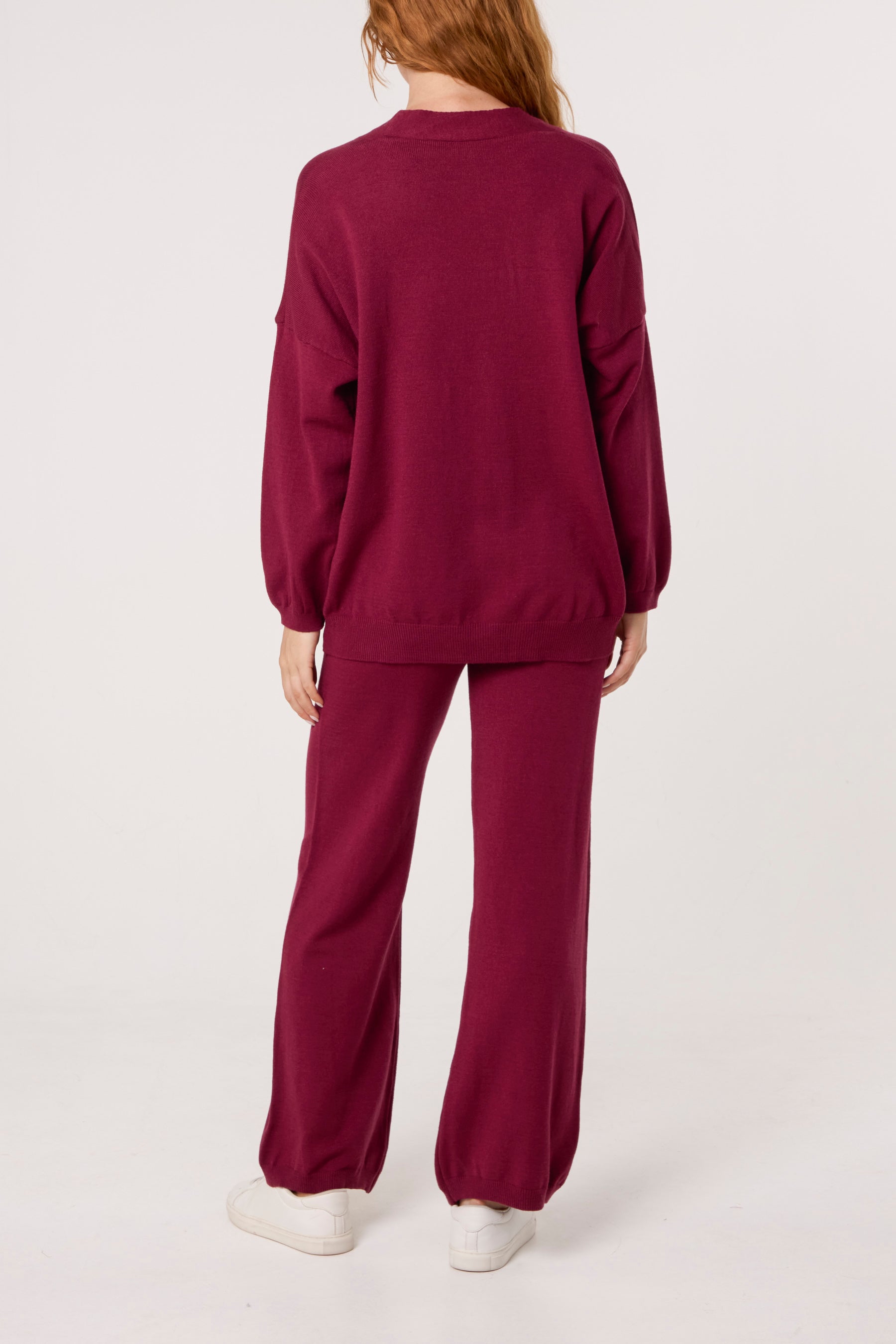 V-neck Cardigan & Trousers Set