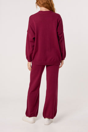 V-neck Cardigan & Trousers Set