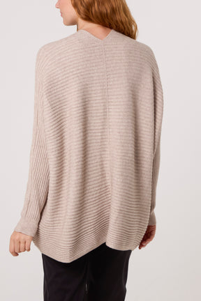 Ribbed Knit Star Buttons Cardigan